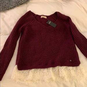 NWT Hollister lace trim sweater